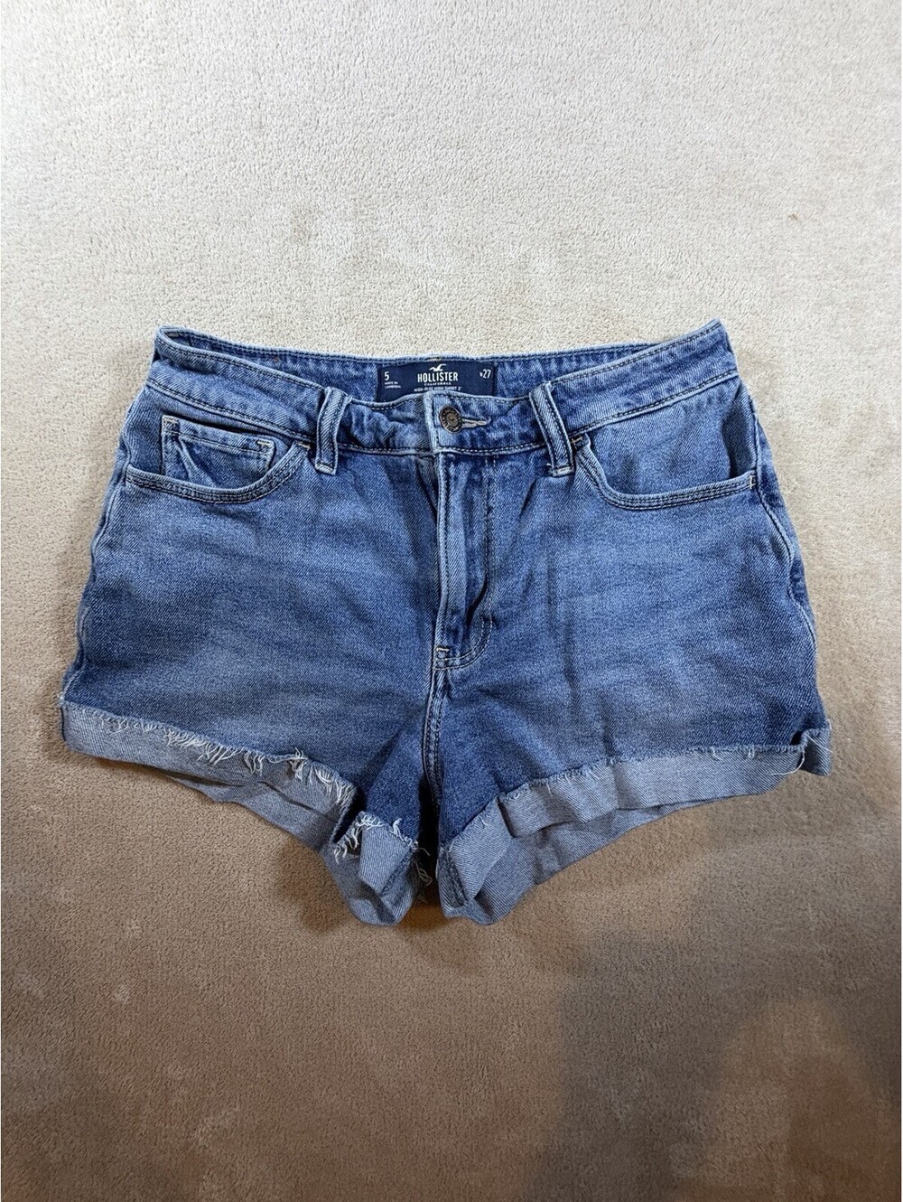 Hollister High-Rise Mom Shorts Women’s 5 W27 Denim Cuffed Vintage Stretch